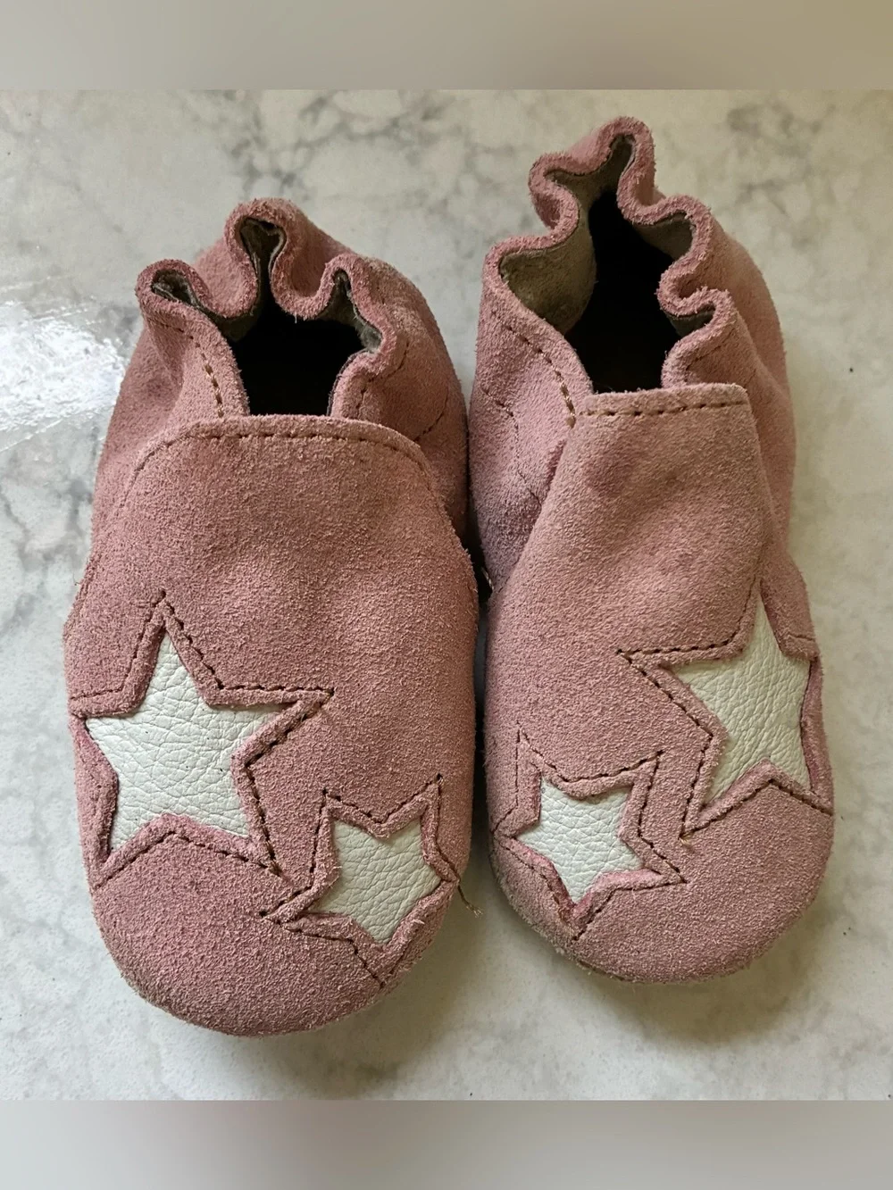 Minnetonka blush pink suede star booties baby girl size 3